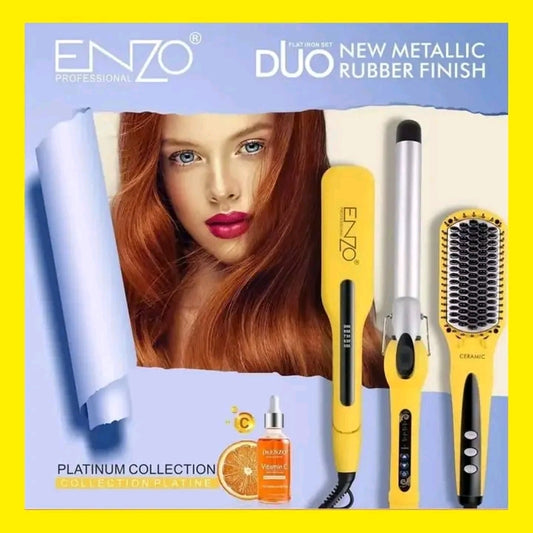 مجموعة التصفيف ENZO PROFESSIONAL PACK 3in1 (مكواة فرد الشعر، ومجعد الشعر، وفرشاة)