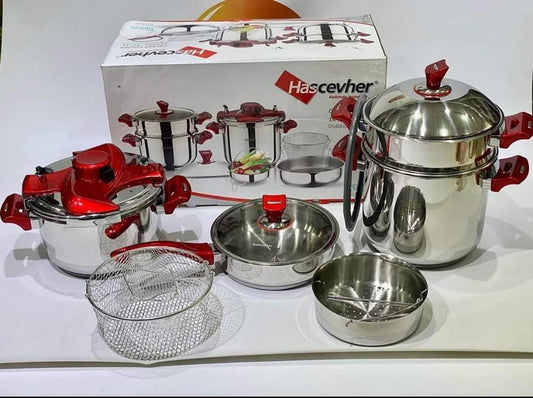 Cocotte Hascevher 10 pcs 5L + 7L inox 18/10