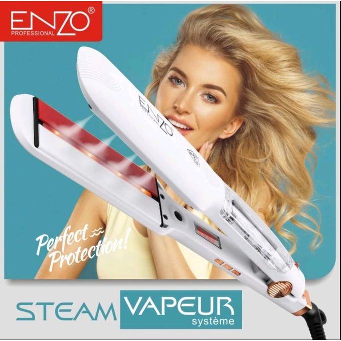 إنزو بروفيشنال مكواة فرد البخار 980 درجة فهرنهايت -EN-3995- أبيض                      ENZO PROFESSIONAL Lisseur à vapeur 980°F -EN-3995- Blanc