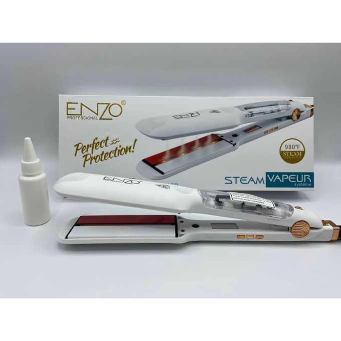 إنزو بروفيشنال مكواة فرد البخار 980 درجة فهرنهايت -EN-3995- أبيض                      ENZO PROFESSIONAL Lisseur à vapeur 980°F -EN-3995- Blanc