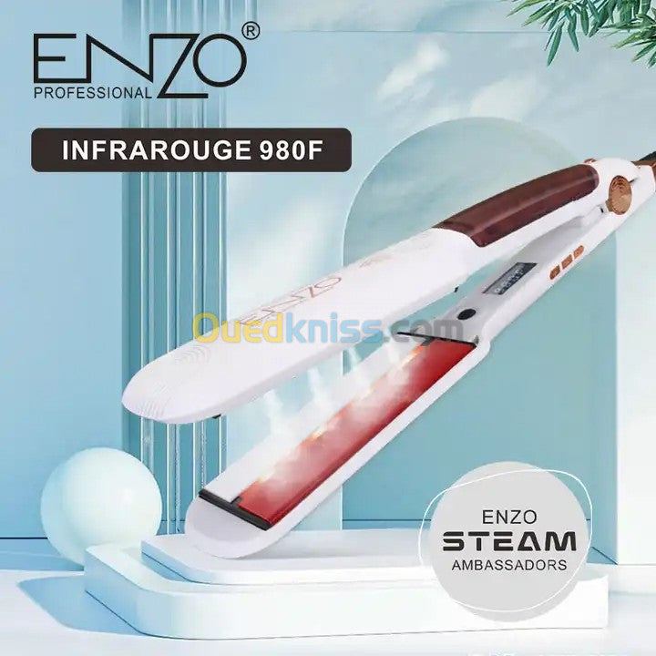 إنزو بروفيشنال مكواة فرد البخار 980 درجة فهرنهايت -EN-3995- أبيض                      ENZO PROFESSIONAL Lisseur à vapeur 980°F -EN-3995- Blanc