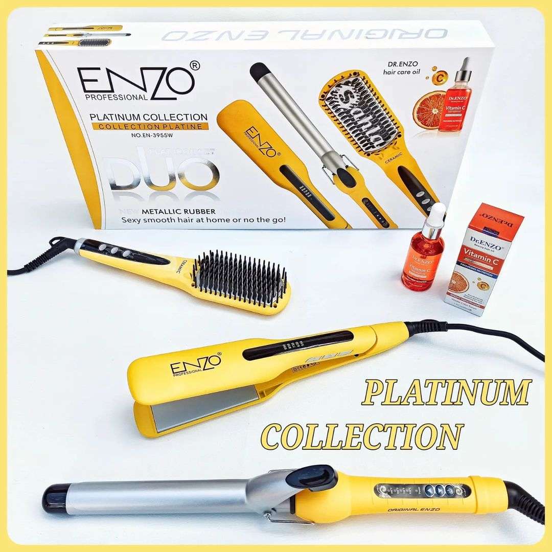 مجموعة التصفيف ENZO PROFESSIONAL PACK 3in1 (مكواة فرد الشعر، ومجعد الشعر، وفرشاة)