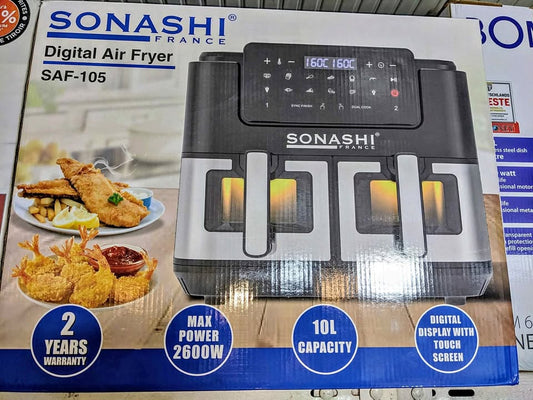 Sonashi Airfryer friteuse 10L/10.5L Double back 2600w