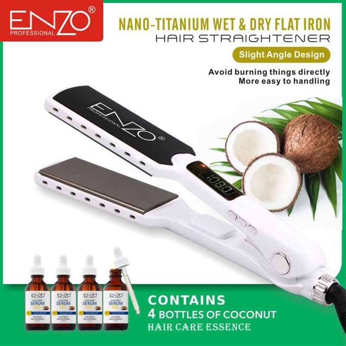 Lisseur ENZO NANO-TITANIUM avec 4 flacons de sérum à l’huile de Coco EN-5050